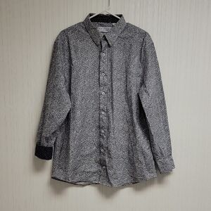 Nick Graham Everywhere Modern Fit Black White Paisley Shirt XL office monochrome